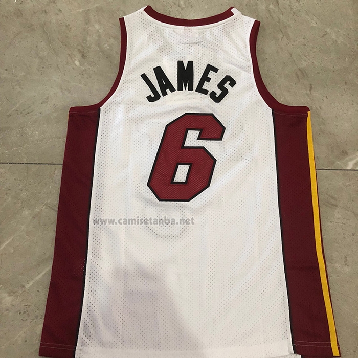 Camiseta Miami Heat LeBron James NO 6 Mitchell & Ness 2012-13 Blanco